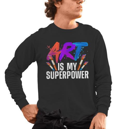 Cool Art For Men Women Art Teacher Artist Painter Superpower Men's Long Sleeve T-Shirt - teacherstshirts.com