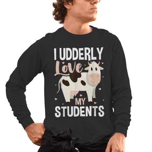 Cow Teacher Lover Men's Long Sleeve T-Shirt - teacherstshirts.com