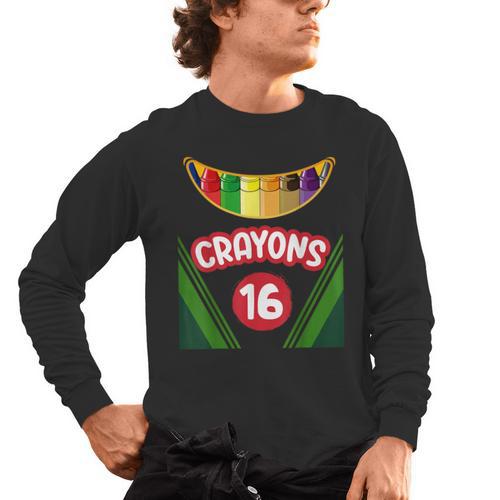 Crayon Box Fun Teacher Student Crayon Squad Halloween 2023 Men's Long Sleeve T-Shirt - teacherstshirts.com AU