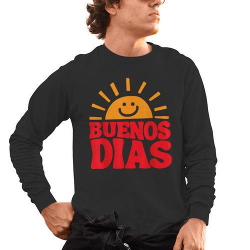 Cute Bilingual Spanish Teacher Buenos Dias Sunshine Men's Long Sleeve T-Shirt - teacherstshirts.com UK