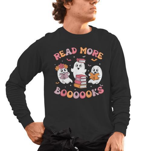 Cute Ghost Book Read More Books Teachers Halloween Men's Long Sleeve T-Shirt - teacherstshirts.com CA
