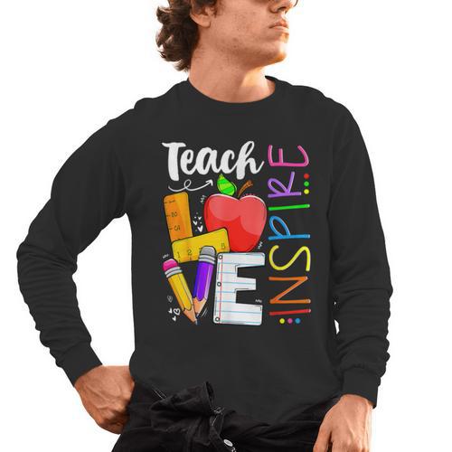 Cute Teach Love And Inspire Men Women Teacher Men's Long Sleeve T-Shirt - teacherstshirts.com