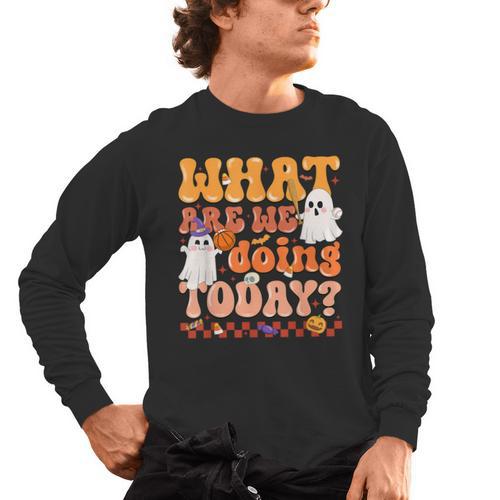 What Are We Doing Today Halloween PE Spooky Teacher Men's Long Sleeve T-Shirt - teacherstshirts.com CA