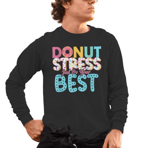 Donut Stress Just Do Your Best Teachers Testing Day For Men Women Girls Kids Men's Long Sleeve T-Shirt - teacherstshirts.com DE