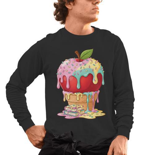 Dripping Apple Ice Cream Cone Cute Teacher Appreciation Men's Long Sleeve T-Shirt - teacherstshirts.com UK