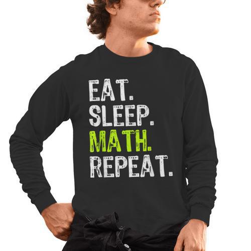 Eat Sleep Math Repeat Teacher Lover Men's Long Sleeve T-Shirt - teacherstshirts.com CA