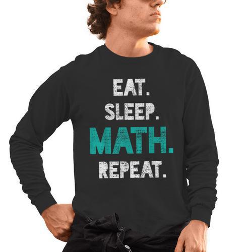 Eat Sleep Math Repeat Math Teacher Men Women Girls Kids Men's Long Sleeve T-Shirt - teacherstshirts.com DE