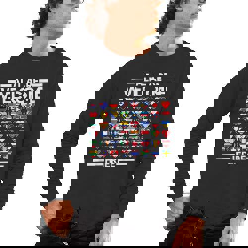 ESL Teacher All Are Welcome Here For Worlds Virtual Teachers Men&#x27;s Long Sleeve T-Shirt - teacherstshirts.com