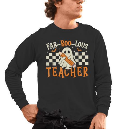 Fab Boo Lous Teacher Retro Ghost Spooky Halloween Costume Men's Long Sleeve T-Shirt - teacherstshirts.com AU