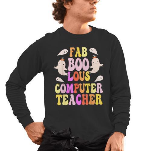 Faboolous COMPUTER TEACHER Costume This Is My Spooky Mom Dad Men's Long Sleeve T-Shirt - teacherstshirts.com DE
