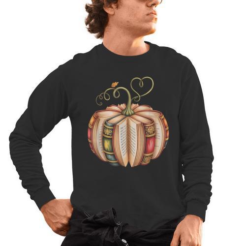 Fall Book Pumpkin Fall Librarians Bookworm Teachers Students Men's Long Sleeve T-Shirt - teacherstshirts.com UK