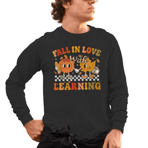 Fall In Love With Learning Autumn Pumpkin Fall Teacher Kids Men's Long Sleeve T-Shirt - teacherstshirts.com DE