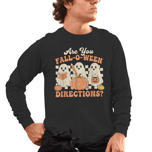 Are You Fall O Ween Directions Halloween Teacher Men's Long Sleeve T-Shirt - teacherstshirts.com DE