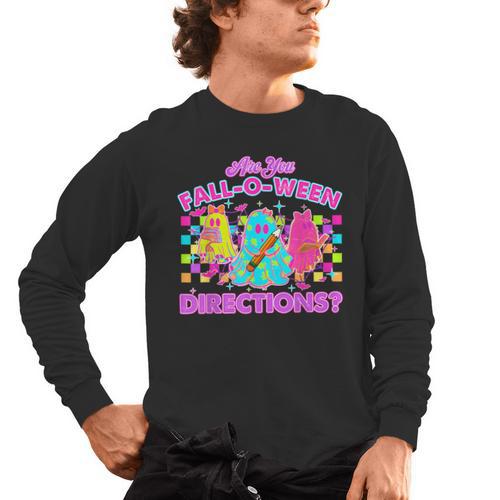 Are You Fall-O-Ween Directions Teacher Ghost Halloween Men's Long Sleeve T-Shirt - teacherstshirts.com AU