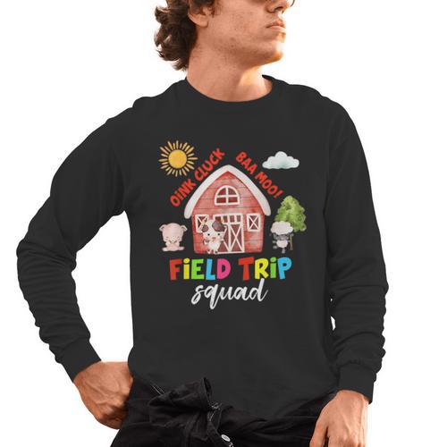 Farm Field Trip Squad Field Day 2025 Teachers Students Men's Long Sleeve T-Shirt - teacherstshirts.com UK