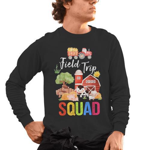 Farm Trip Field Trip Squad Farm Visit Teachers Students Men's Long Sleeve T-Shirt - teacherstshirts.com UK