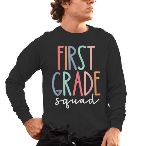 First Grade Squad 1st Grade Teacher Crew Back To School Team Men's Long Sleeve T-Shirt - teacherstshirts.com AU