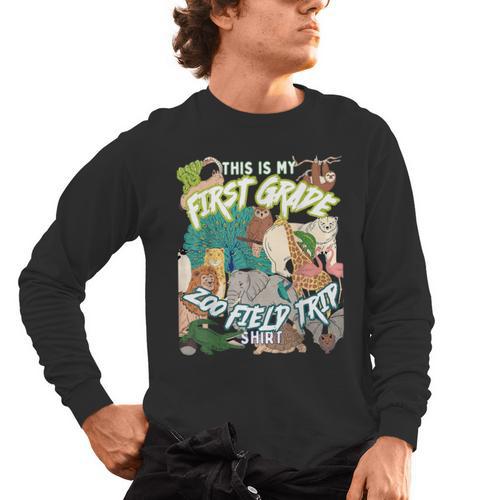 First Grade Zoo Field Trip Matching Student Teacher Class Men's Long Sleeve T-Shirt - teacherstshirts.com UK