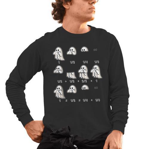 Fractions Math Teacher Ghost Math Halloween Humorous Men's Long Sleeve T-Shirt - teacherstshirts.com DE