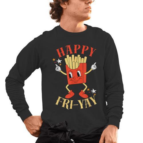 Fun Teacher Happy Fri Yay French Fries Friday Lovers Men's Long Sleeve T-Shirt - teacherstshirts.com CA