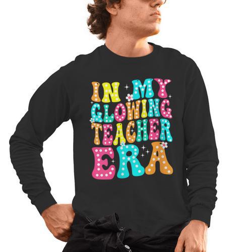 In My Glowing Teacher Era Groovy Colorful Bright Men's Long Sleeve T-Shirt - teacherstshirts.com UK