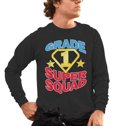 Grade 1 Super Squad Superhero Teacher Team Men's Long Sleeve T-Shirt - teacherstshirts.com UK