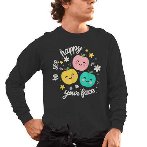 Groovy Happy To See Your Face Teacher School Appreciation Men's Long Sleeve T-Shirt - teacherstshirts.com UK