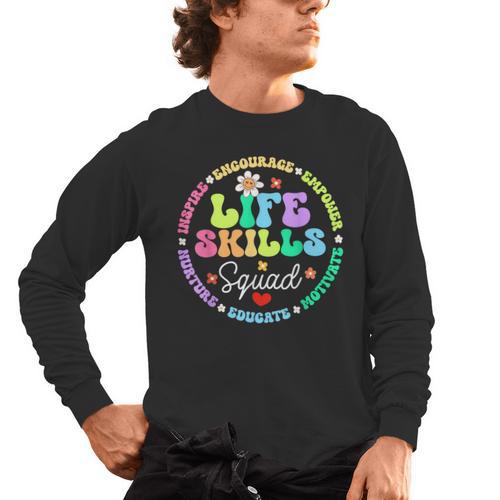 Groovy Life Skills Squad Teacher Special Ed SPED Team Crew Men's Long Sleeve T-Shirt - teacherstshirts.com DE