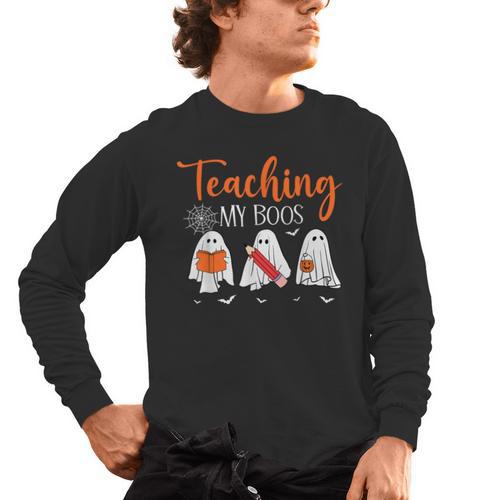 Halloween Ghost Teachers Teaching My Boos Costume Women Men Men's Long Sleeve T-Shirt - teacherstshirts.com