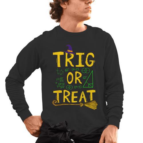 Halloween Math Teacher Trig Or Treat Student School College Men's Long Sleeve T-Shirt - teacherstshirts.com