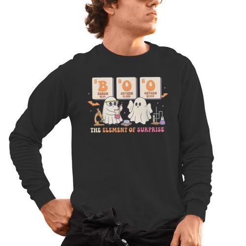 Halloween Science Teacher Boo Ghost The Element Of Surprise Men's Long Sleeve T-Shirt - teacherstshirts.com DE