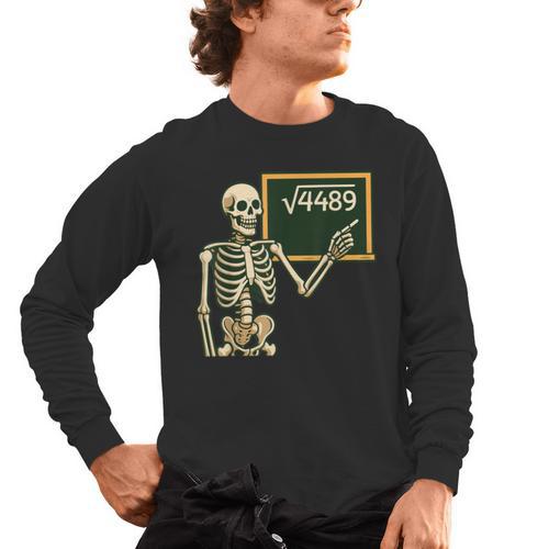 Halloween Skeleton 67 Meme Square Root 4489 Math Teacher Men's Long Sleeve T-Shirt - teacherstshirts.com AU