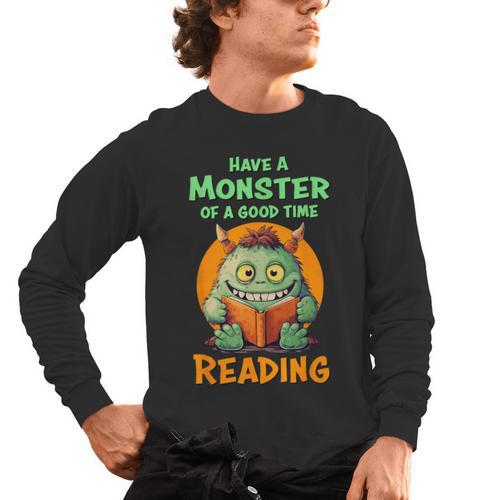 Halloween Teacher Librarian Monster Reading Books Men Women Kids Men's Long Sleeve T-Shirt - teacherstshirts.com