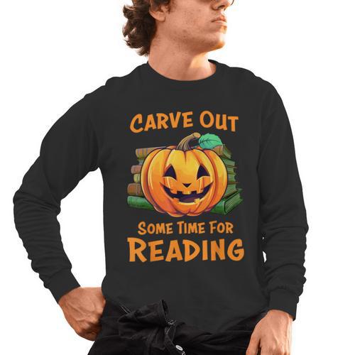 Halloween Teacher Librarian Pumpkin Reading Books Men Women Kids Men's Long Sleeve T-Shirt - teacherstshirts.com