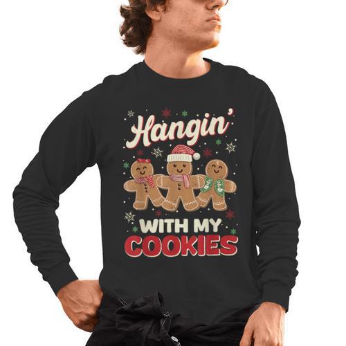 Hangin With My Cookies Gingerbread Man Xmas Teacher Men's Long Sleeve T-Shirt - teacherstshirts.com DE