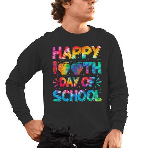 Happy 100th Day Of School Teacher Student 100 Days Tie Dye Men Women Kids Men's Long Sleeve T-Shirt - teacherstshirts.com UK