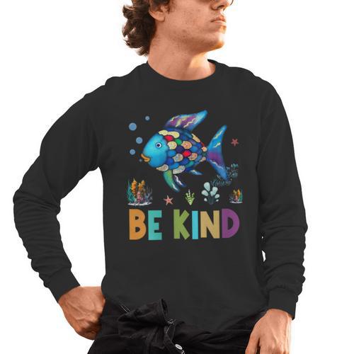 Happy First Day Of School Fish Rainbows Teacher Be Kind Men's Long Sleeve T-Shirt - teacherstshirts.com CA
