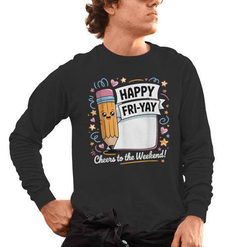 Happy Fri-Yay Teacher Fry Yay Friday Weekend Men's Long Sleeve T-Shirt - teacherstshirts.com CA