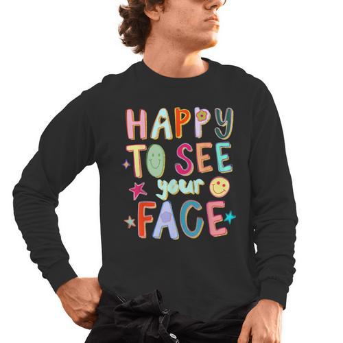 Happy To See Your Face Teacher Retro Back To School Men's Long Sleeve T-Shirt - teacherstshirts.com AU