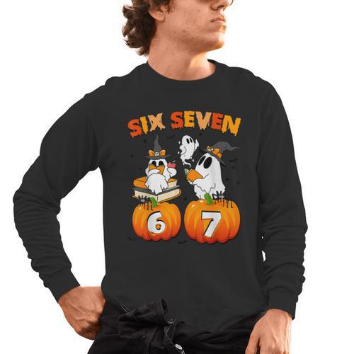 Haunted By 67 Boo Ghost Pumpkin Halloween Teacher Men's Long Sleeve T-Shirt - teacherstshirts.com AU