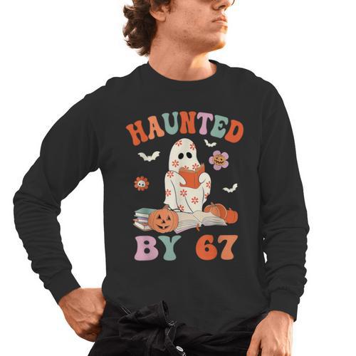 Haunted By 67 Boo Ghost Teacher 6 7 Halloween Costume Men's Long Sleeve T-Shirt - teacherstshirts.com AU