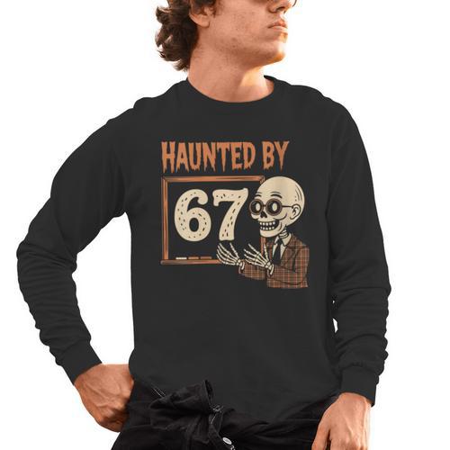 Haunted By 67 Halloween 67 Meme Six Seven Teacher Men's Long Sleeve T-Shirt - teacherstshirts.com AU