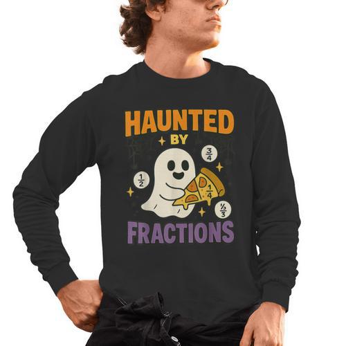 Haunted By Fractions Math Halloween Teacher Men's Long Sleeve T-Shirt - teacherstshirts.com DE