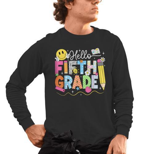 Hello Fifth Grade Team 5th Grade Back To School Teacher Kids Men's Long Sleeve T-Shirt - teacherstshirts.com DE