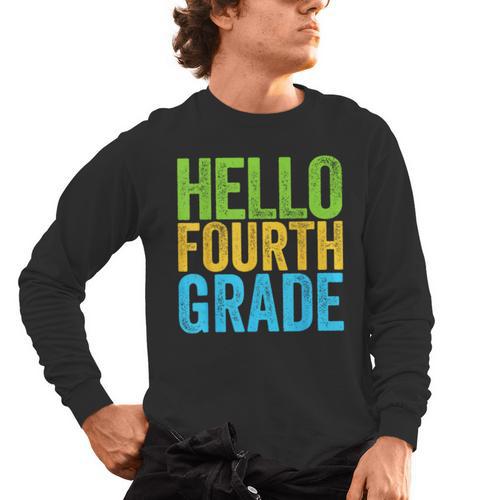 Hello Fourth Grade Shirt 4th Grade Boy Girl Student Teacher Men's Long Sleeve T-Shirt - teacherstshirts.com