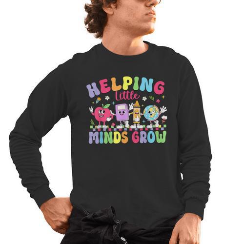 Helping Little Minds Grow Teacher Life Back To School Men's Long Sleeve T-Shirt - teacherstshirts.com
