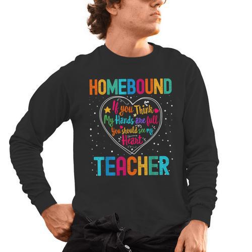 Homebound Teacher Appreciation Week Back To School Heart Men's Long Sleeve T-Shirt - teacherstshirts.com AU