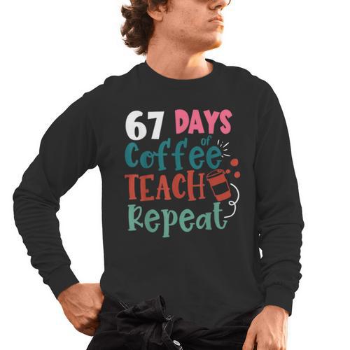 Humor Meme 67 Days Of School Coffee Lover Educator Teacher Men's Long Sleeve T-Shirt - teacherstshirts.com AU