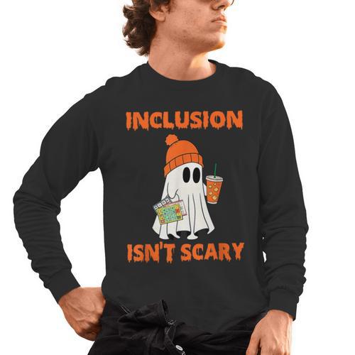 Inclusion Isn't Scary Shirt Halloween SLP Sped Teacher Men's Long Sleeve T-Shirt - teacherstshirts.com AU
