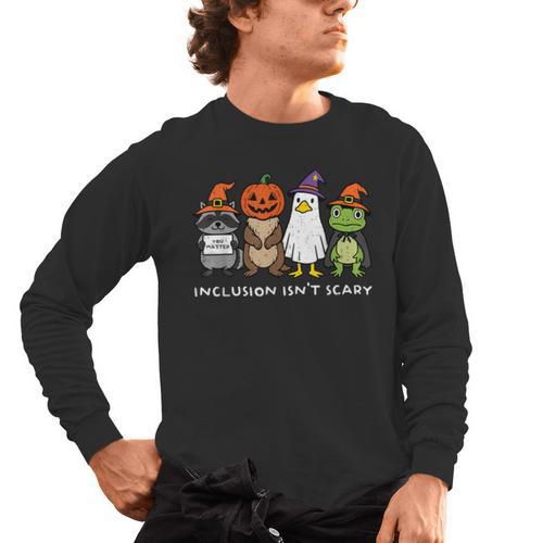 Inclusion Isn't Scary SLP Halloween Sped Teacher Animal Men's Long Sleeve T-Shirt - teacherstshirts.com